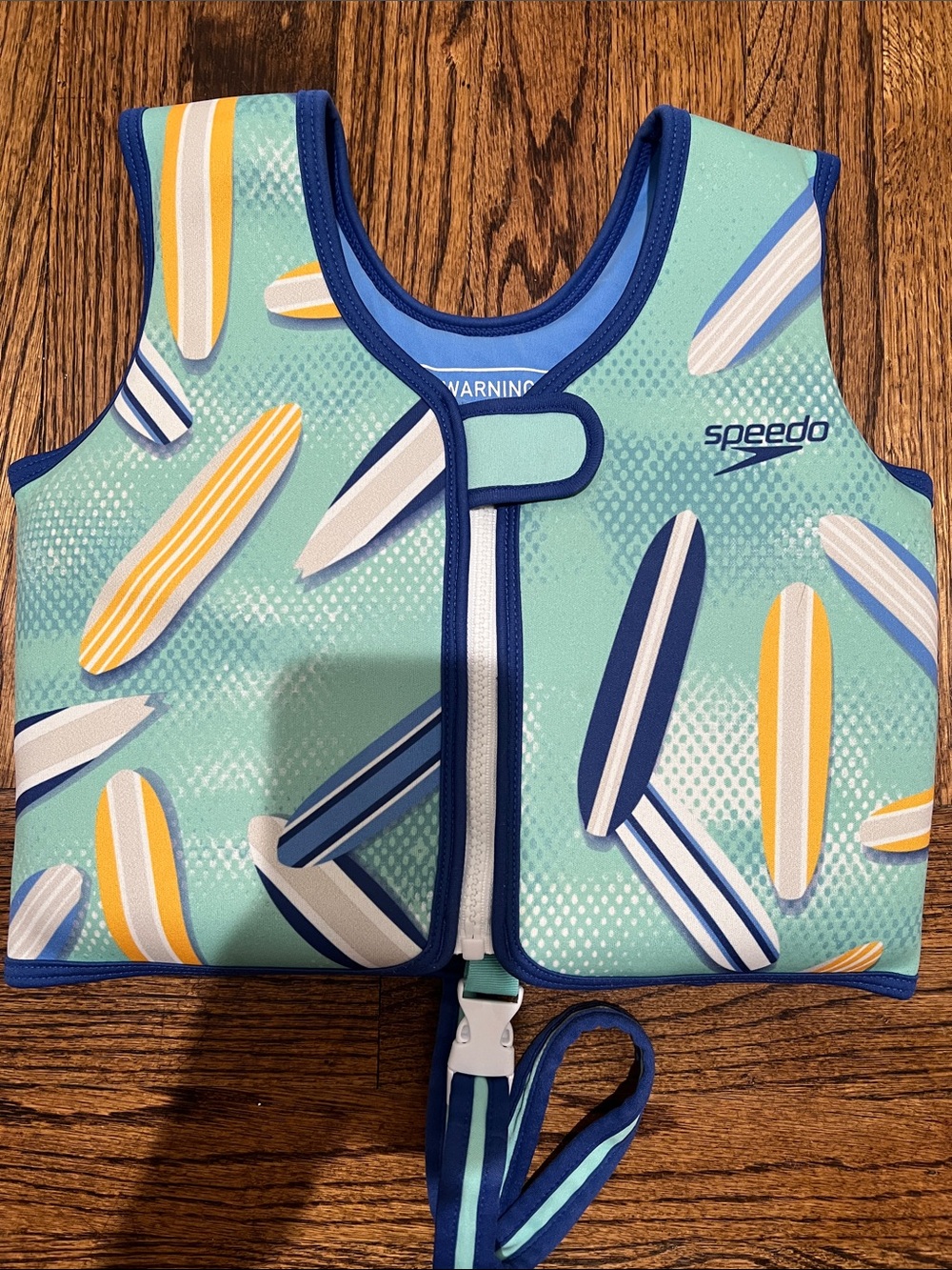 Speedo Kids' Mint Surfboard Print Swim Vest with Blue Trim